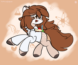Size: 3040x2560 | Tagged: safe, artist:kimjoman, oc, oc only, species:earth pony, species:pony, butt freckles, cake, clothing, cute, erlenmeyer flask, female, food, freckles, ponified, simple background, solo