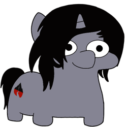 Size: 500x500 | Tagged: safe, artist:toyminator900, species:pony, species:unicorn, disguise, disguised siren, horn, kellin quinn, male, simple background, sleeping with sirens, solo, squatpony, stallion, style emulation, transparent background