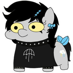 Size: 500x500 | Tagged: safe, artist:toyminator900, oc, oc only, oc:lightning dee, species:pegasus, species:pony, bow, choker, clothing, female, mare, shirt, simple background, solo, spiked choker, spiked wristband, squatpony, style emulation, tail bow, transparent background, wingless, wristband