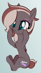 Size: 532x936 | Tagged: safe, artist:dusthiel, oc, oc only, oc:efflorescence, species:bat pony, species:pony, bat pony oc, bat wings, female, makeup, mare, simple background, sitting, solo, wings