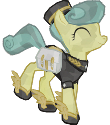 Size: 2164x2456 | Tagged: safe, artist:topsangtheman, gameloft, species:crystal pony, species:pony, cinnabar, eyes closed, golden hooves, quicksilver, raised tail, simple background, tail, transparent background, walking