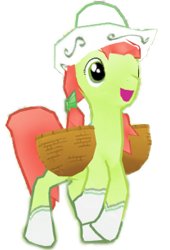 Size: 1047x1536 | Tagged: safe, artist:topsangtheman, gameloft, character:peachy sweet, species:earth pony, species:pony, apple family member, basket, open mouth, simple background, transparent background