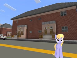 Size: 2048x1536 | Tagged: safe, artist:bluemeganium, artist:topsangtheman, character:cloud kicker, species:pegasus, species:pony, house, looking at you, minecraft, obligatory pony, photoshopped into minecraft