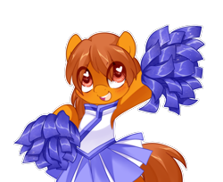 Size: 1226x1000 | Tagged: safe, artist:loyaldis, oc, oc only, oc:zip circuit, species:earth pony, species:pony, bipedal, blushing, cheerleader, cheerleader outfit, clothing, commission, crossdressing, dress, excited, eye clipping through hair, happy, heart eyes, male, open mouth, pleated skirt, pom pom, simple background, skirt, solo, stallion, transparent background, wingding eyes, your character here