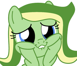 Size: 767x651 | Tagged: safe, artist:didgereethebrony, oc, oc:boomerang beauty, species:pegasus, species:pony, cute, lip bite, remake, simple background, solo, squishy cheeks, trace, transparent background