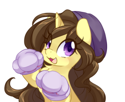 Size: 979x800 | Tagged: safe, artist:loyaldis, oc, oc only, oc:astral flare, species:pony, species:unicorn, adorable face, awww, beanie, cat, clothing, cute, dawwww, fluffy, hat, nya, paws, simple background, solo, transparent background