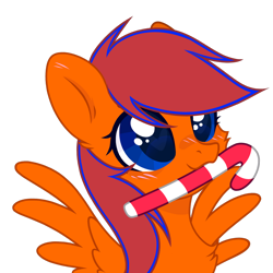 Size: 1024x1024 | Tagged: safe, artist:alfury, artist:lazuli, base used, oc, species:pegasus, species:pony, candy, candy cane, cute, food, mouth hold, simple background, solo, transparent background