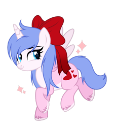 Size: 1024x1106 | Tagged: safe, artist:alfury, artist:lazuli, oc, oc only, oc:rioshi sweet, species:alicorn, species:pony, bow, female, hair bow, mare, simple background, solo, transparent background