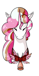 Size: 1191x2315 | Tagged: safe, artist:oneiria-fylakas, oc, oc only, oc:pink pepper, species:pony, species:unicorn, bell, bust, female, mare, portrait, simple background, solo, transparent background