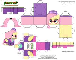 Size: 2979x2354 | Tagged: safe, artist:grapefruitface1, character:fluttershy, species:pony, episode:fake it 'til you make it, alternate hairstyle, arts and crafts, clothing, craft, cubeecraft, female, glasses, hat, hipstershy, papercraft, printable, solo
