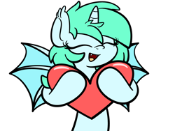 Size: 2560x1920 | Tagged: safe, artist:kimjoman, part of a set, oc, oc only, oc:sporadic night, species:alicorn, species:bat pony, species:pony, bat pony alicorn, bat wings, commission, cute, female, heart, horn, mare, simple background, smiling, solo, spread wings, transparent background, wings, ych result