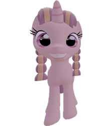 Size: 643x720 | Tagged: safe, artist:topsangtheman, species:pony, species:unicorn, episode:the cutie map, g4, my little pony: friendship is magic, 3d, bacon braids, female, looking at you, simple background, smiling, solo, source filmmaker, transparent background