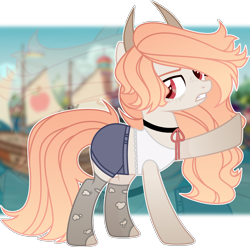 Size: 2604x2573 | Tagged: safe, artist:lazuli, artist:rerorir, base used, oc, oc only, species:earth pony, species:pony, boat, clothing, female, horns, mare, seaward shoals, solo, zoom layer