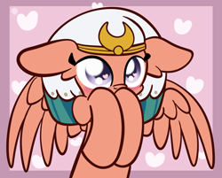 Size: 2160x1739 | Tagged: safe, artist:kimjoman, character:somnambula, species:pegasus, species:pony, g4, cute, female, floppy ears, heart, heart eyes, hooves to the chest, mare, solo, somnambetes, spread wings, weapons-grade cute, wingding eyes, wings
