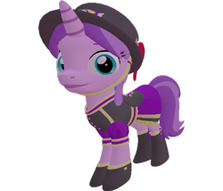 Size: 843x720 | Tagged: safe, artist:topsangtheman, character:amethyst star, character:sparkler, species:pony, species:unicorn, 3d, clothing, female, hat, looking at you, simple background, solo, source filmmaker, transparent background, uniform