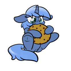 Size: 2160x2170 | Tagged: safe, artist:kimjoman, part of a set, oc, oc only, oc:paamayim nekudotayim, species:pony, species:unicorn, chocolate chip cookies, commission, cookie, female, food, giant cookie, nom, simple background, solo, transparent background, underhoof, ych result