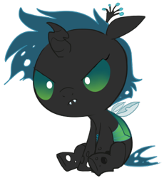 Size: 354x384 | Tagged: safe, artist:elslowmo, artist:php27, character:queen chrysalis, species:changeling, angry, baby, changeling queen, cute, cutealis, cuteling, female, filly, filly queen chrysalis, foal, madorable, nymph, simple background, sitting, solo, transparent background, younger