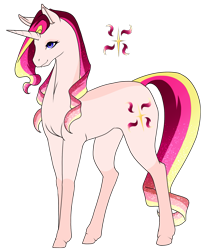 Size: 1929x2315 | Tagged: safe, artist:oneiria-fylakas, character:starlight glimmer, character:sunset shimmer, oc, oc:venus dawnstar, species:pony, species:unicorn, female, fusion, mare, simple background, solo, transparent background