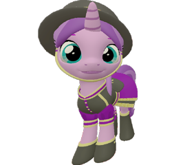 Size: 750x720 | Tagged: safe, artist:topsangtheman, character:amethyst star, character:sparkler, species:pony, species:unicorn, 3d, clothing, female, hat, simple background, solo, source filmmaker, transparent background, uniform