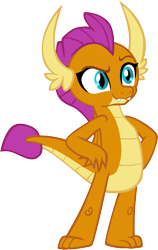 Size: 3795x6001 | Tagged: safe, artist:memnoch, character:smolder, species:dragon, episode:uprooted, g4, my little pony: friendship is magic, claws, confident, cute, cute little fangs, dragoness, fangs, female, folded wings, hands on hip, horns, raised eyebrow, simple background, slit eyes, smiling, smirk, smolderbetes, smugder, solo, teenaged dragon, teenager, toes, transparent background, vector