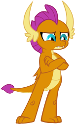 Size: 3653x6001 | Tagged: safe, artist:memnoch, character:smolder, episode:uprooted, g4, my little pony: friendship is magic, crossed arms, female, sad, simple background, solo, transparent background, vector
