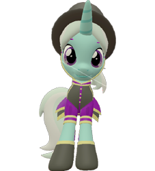 Size: 654x720 | Tagged: safe, artist:topsangtheman, species:pony, species:unicorn, 3d, clothing, cornetta, female, hat, looking at you, simple background, solo, source filmmaker, staring into your soul, transparent background, uniform