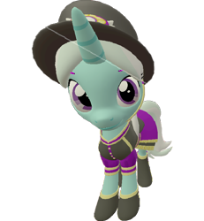 Size: 666x720 | Tagged: safe, artist:topsangtheman, species:pony, species:unicorn, 3d, clothing, cornetta, female, hat, looking at you, simple background, solo, source filmmaker, transparent background, uniform