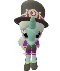 Size: 610x720 | Tagged: safe, artist:topsangtheman, species:pony, species:unicorn, 3d, clothing, cornetta, female, hat, looking at you, looking up at you, simple background, solo, source filmmaker, transparent background, uniform