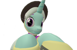Size: 1113x720 | Tagged: safe, artist:topsangtheman, species:pony, species:unicorn, 3d, clothing, cornetta, female, hat, looking at you, simple background, solo, source filmmaker, transparent background, uniform