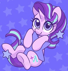 Size: 900x947 | Tagged: safe, artist:dawnfire, character:starlight glimmer, species:pony, species:unicorn, blue background, cute, female, glimmerbetes, looking at you, mare, simple background, solo, stars, tangible heavenly object