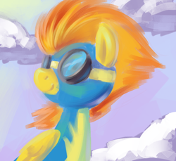 Size: 800x733 | Tagged: safe, artist:php27, character:spitfire, species:pegasus, species:pony, cloud, female, goggles, solo, three quarter view, wonderbolts uniform