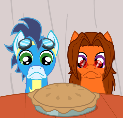 Size: 500x480 | Tagged: safe, artist:aha-mccoy, character:soarin', oc, aha mclovin, animated, pie, sesame street, that pony sure does love pies, yip yips