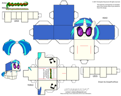 Size: 2979x2354 | Tagged: safe, artist:grapefruitface1, character:dj pon-3, character:vinyl scratch, craft, cubeecraft, female, papercraft, printable, solo