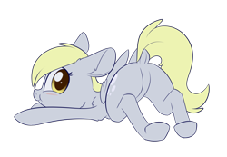 Size: 1306x904 | Tagged: safe, artist:dusthiel, character:derpy hooves, species:pegasus, species:pony, blushing, bubble butt, butt, cute, derpabetes, dock, featureless crotch, female, looking back, mare, plot, profile, rear view, simple background, solo, transparent background