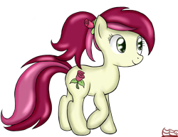 Size: 2220x1718 | Tagged: safe, artist:freefraq, character:roseluck, alternate hairstyle, female, ponytail, simple background, solo, transparent background