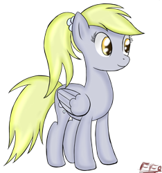 Size: 2200x2351 | Tagged: safe, artist:freefraq, character:derpy hooves, species:pegasus, species:pony, alternate hairstyle, female, high res, mare, ponytail, simple background, solo, transparent background