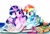 Size: 3412x2306 | Tagged: safe, artist:liaaqila, character:rainbow dash, character:twilight sparkle, character:twilight sparkle (alicorn), species:alicorn, species:pegasus, species:pony, ship:twidash, g4, :o, book, chest fluff, cute, dashabetes, duo, duo female, egghead, eye clipping through hair, female, folded wings, high res, lesbian, mare, one ear down, open mouth, prone, rainbow dork, raised hoof, reading, shipping, simple background, traditional art, twiabetes, wings