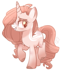 Size: 1969x2257 | Tagged: safe, artist:lazuli, artist:sugaryicecreammlp, base used, oc, oc only, oc:pretty princess, species:pony, species:unicorn, colored pupils, eye clipping through hair, female, looking back, mare, raised hoof, raised leg, simple background, smiling, solo, transparent background