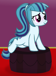 Size: 652x885 | Tagged: safe, artist:grapefruitface1, artist:twittershy, base used, character:sonata dusk, species:pony, beanbag chair, blushing