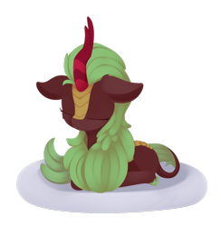 Size: 1054x1078 | Tagged: safe, artist:dusthiel, character:cinder glow, character:summer flare, species:kirin, background kirin, cinderbetes, cute, digital art, eyes closed, female, ponyloaf, prone, simple background, sleeping, solo, transparent background