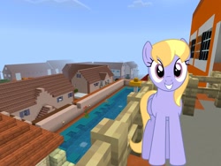 Size: 2048x1536 | Tagged: safe, artist:bluemeganium, artist:topsangtheman, character:cloud kicker, species:pegasus, species:pony, house, looking at you, photoshopped into minecraft, spa castle