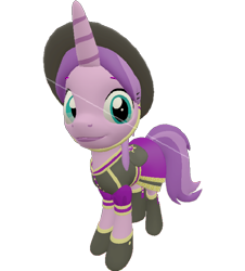 Size: 650x720 | Tagged: safe, artist:topsangtheman, character:amethyst star, character:sparkler, species:pony, species:unicorn, 3d, clothing, female, hat, looking at you, simple background, solo, source filmmaker, transparent background, uniform