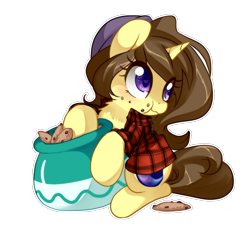 Size: 1004x920 | Tagged: safe, artist:loyaldis, oc, oc:astral flare, species:pony, species:unicorn, adorkable, beanie, blushing, caught, chest fluff, chewing, clothing, cookie, cookie jar, crumbs, cute, cutie mark, dork, eating, female, flannel, food, hat, nom, ocbetes, simple background, smiling, solo, transparent background