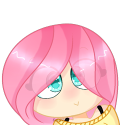 Size: 737x738 | Tagged: safe, artist:lazuli, character:fluttershy, species:human, bust, clothing, eye clipping through hair, female, humanized, simple background, smiling, solo, transparent background