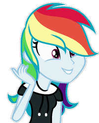 Size: 476x595 | Tagged: safe, artist:lazuli, character:rainbow dash, my little pony:equestria girls, bust, clothing, female, grin, hair over one eye, simple background, smiling, transparent background