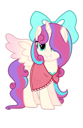 Size: 1500x2300 | Tagged: safe, artist:lazuli, base used, oc, oc only, species:alicorn, species:pony, alicorn oc, bow, clothing, grin, hair bow, hair over one eye, horn, simple background, smiling, solo, transparent background, wings