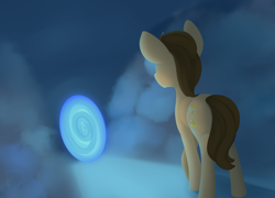 Size: 1642x1184 | Tagged: safe, artist:dusthiel, character:doctor whooves, character:time turner, species:earth pony, species:pony, newbie artist training grounds, atg 2020, facing away, male, portal, solo, stallion