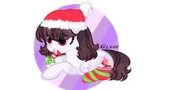 Size: 4352x2288 | Tagged: safe, artist:lazuli, oc, oc only, species:pegasus, species:pony, candy, candy cane, christmas, clothing, food, hat, holiday, pegasus oc, prone, santa hat, simple background, socks, solo, striped socks, transparent background, wings
