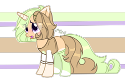 Size: 7128x4532 | Tagged: safe, artist:lazuli, oc, oc only, species:pony, species:unicorn, abstract background, absurd resolution, clothing, colored hooves, eye clipping through hair, horn, open mouth, simple background, socks, solo, transparent background, unicorn oc