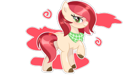 Size: 3672x2277 | Tagged: safe, artist:lazuli, oc, oc only, species:earth pony, species:pony, blushing, clothing, colored hooves, earth pony oc, raised hoof, scarf, signature, simple background, solo, transparent background
